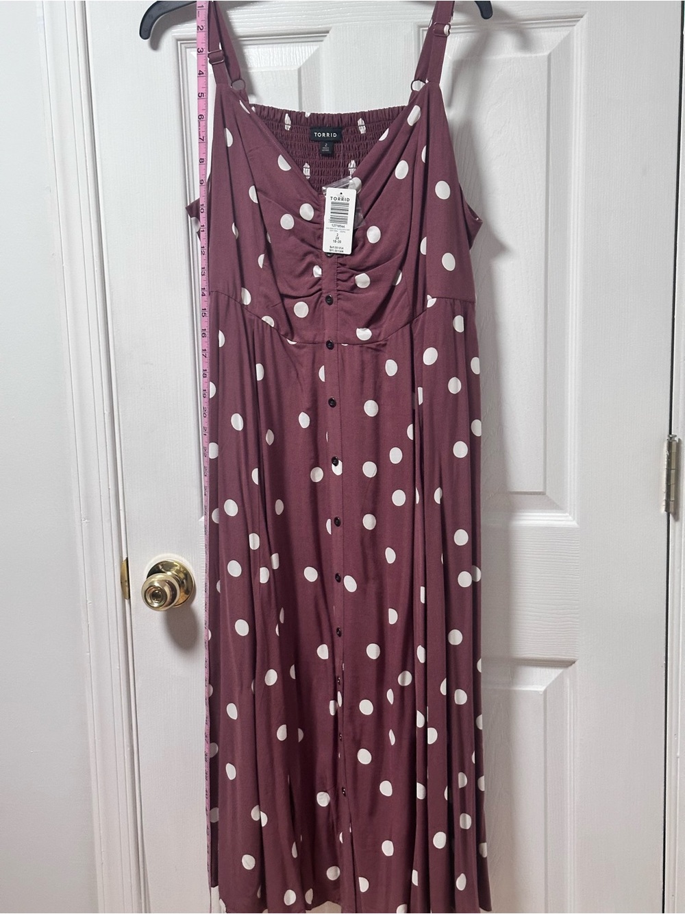 torrid mauve polka dot button-front maxi dress